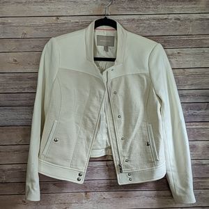 Banana Republic Cream Textured Jacket with Zipper